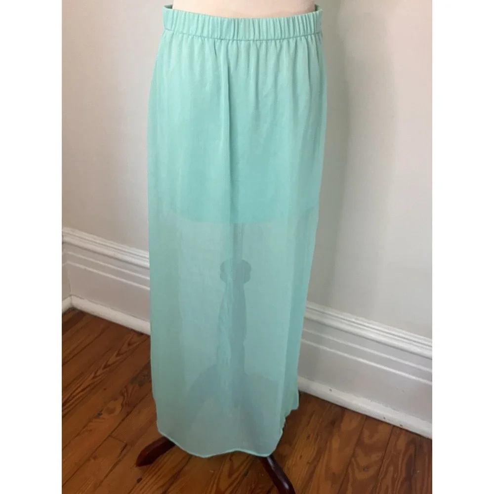 Express Maxi Skirt Sheer XS High Slit Fairy Grunge Seafoam‎ Green Festival